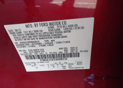 2014 Ford Flex Sel from USA, damaged, VIN 2FMGK5C82EBD08232